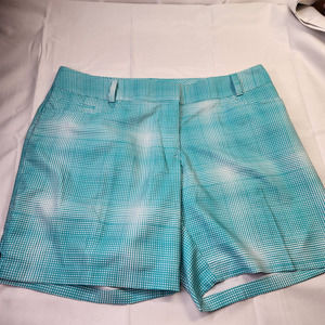 Adidas Climalite Woman's Golf Bermuda Shorts Plaid Stretch Pleated Blue Size 10